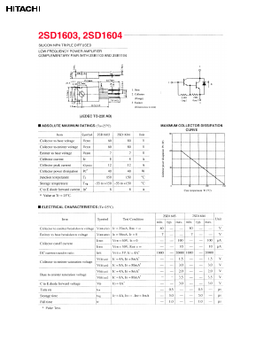 2SD1603 Datasheet PDF Hitachi -> Renesas Electronics