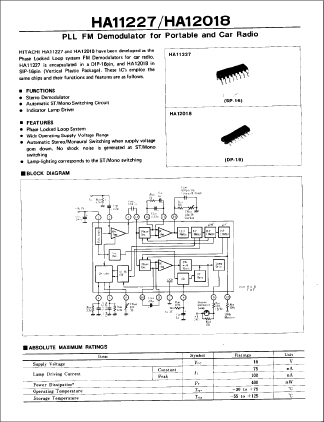 HA11227 Datasheet PDF Hitachi -> Renesas Electronics