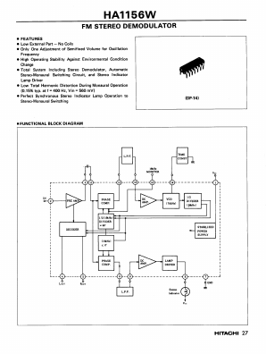 HA1156W Datasheet PDF Hitachi -> Renesas Electronics