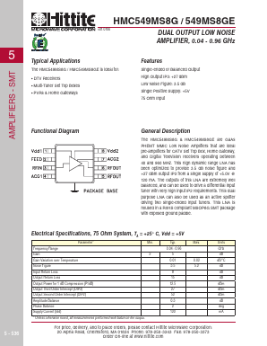 HMC549MS8G Datasheet PDF Hittite Microwave