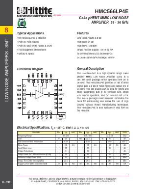 HMC566LP4E Datasheet PDF Hittite Microwave