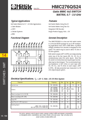 HMC276QS24 Datasheet PDF Hittite Microwave