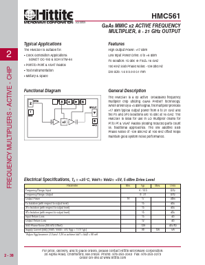 HMC561 Datasheet PDF Hittite Microwave