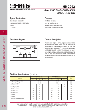 HMC292 Datasheet PDF Hittite Microwave