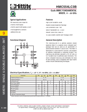 HMC554LC3B Datasheet PDF Hittite Microwave