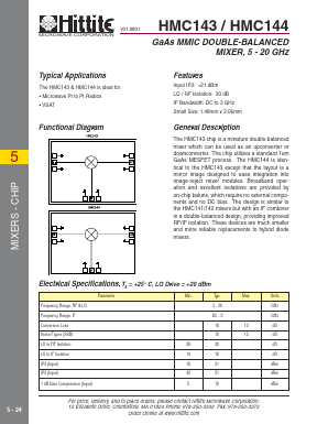 HMC143 Datasheet PDF Hittite Microwave