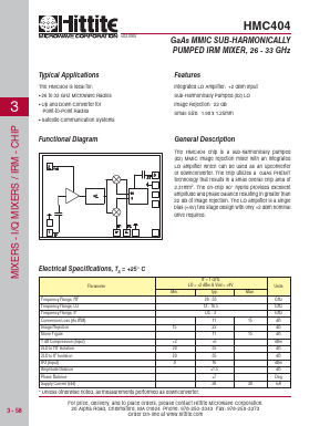 HMC404 Datasheet PDF Hittite Microwave