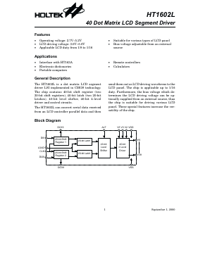 HT1602L Datasheet PDF Holtek Semiconductor