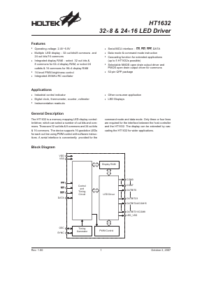 HT1632 Datasheet PDF Holtek Semiconductor