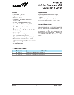HT16523-003 Datasheet PDF Holtek Semiconductor