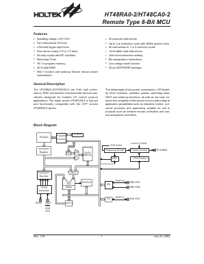 HT48CA0-2 Datasheet PDF Holtek Semiconductor