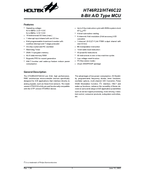 HT46C22 Datasheet PDF Holtek Semiconductor