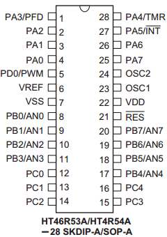 HT46R53A Datasheet PDF Holtek Semiconductor