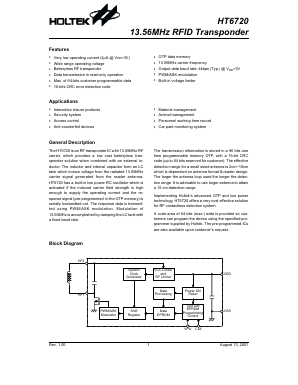 HT6720 Datasheet PDF Holtek Semiconductor