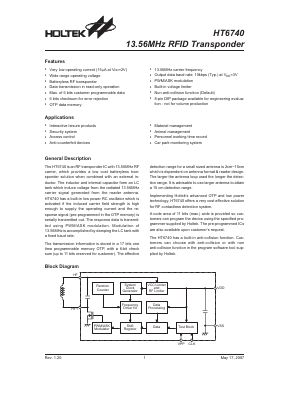 HT6740 Datasheet PDF Holtek Semiconductor