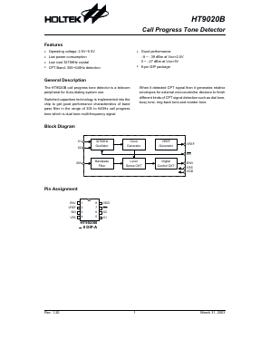 HT9020B Datasheet PDF Holtek Semiconductor