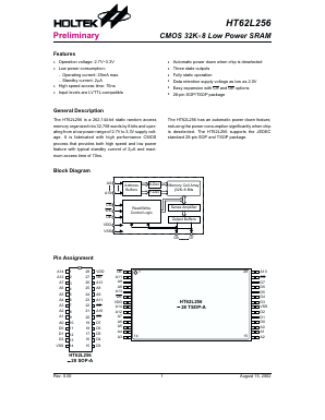 HT62L256-28TSOP-A Datasheet PDF Holtek Semiconductor