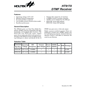 HT9170 Datasheet PDF Holtek Semiconductor