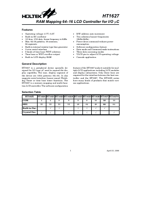 HT1627 Datasheet PDF Holtek Semiconductor