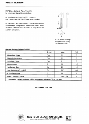 2N3905 Datasheet PDF Honey Technology