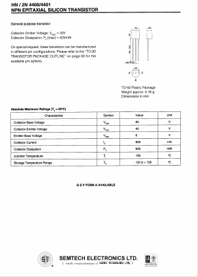 2N4400 Datasheet PDF Honey Technology