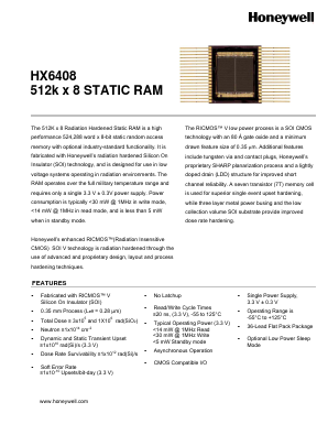 HX6408VHN Datasheet PDF Honeywell International