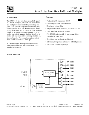 ICS671M-01 Datasheet PDF Integrated Circuit Systems