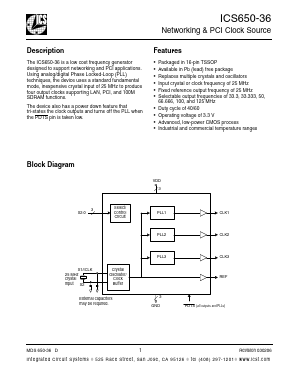 ICS650G-36LF Datasheet PDF Integrated Circuit Systems