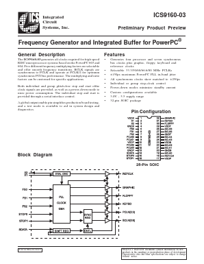 ICS9160-03 Datasheet PDF Integrated Circuit Systems