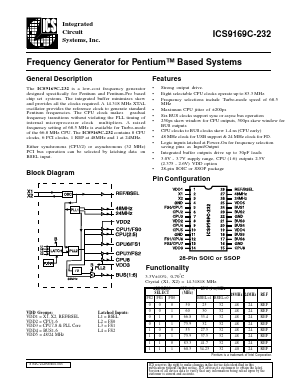 ICS9169C-232 Datasheet PDF Integrated Circuit Systems