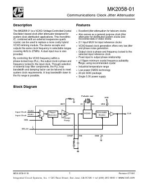 MK2058-01 Datasheet PDF Integrated Circuit Systems