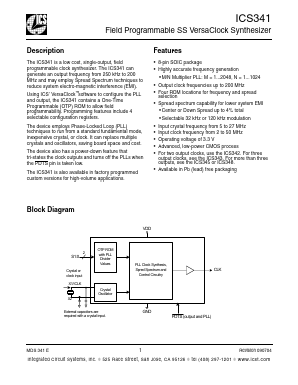 ICS341MIP Datasheet PDF Integrated Circuit Systems