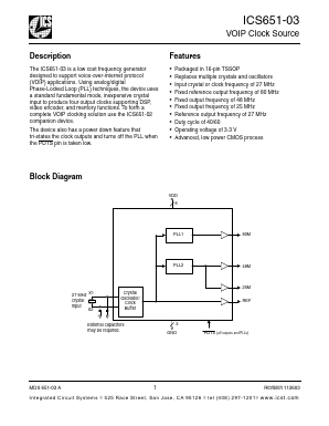 ICS651G-03 Datasheet PDF Integrated Circuit Systems