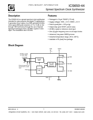 ICS650GI-44T Datasheet PDF Integrated Circuit Systems