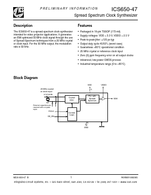 ICS650GI-47LF Datasheet PDF Integrated Circuit Systems