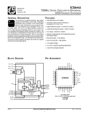 ICS8442AYLF Datasheet PDF Integrated Circuit Systems