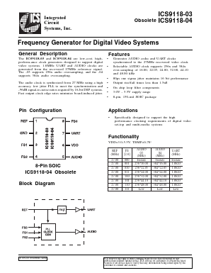 ICS9118M-03 Datasheet PDF Integrated Circuit Systems