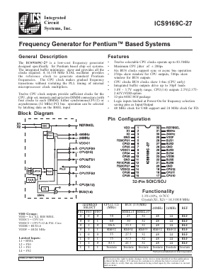 ICS9169CJ-27 Datasheet PDF Integrated Circuit Systems