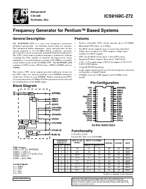 ICS9169CM-272 Datasheet PDF Integrated Circuit Systems