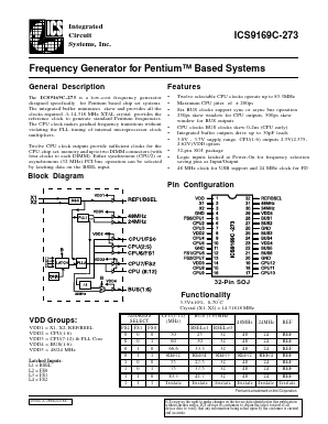 ICS9169CM-273 Datasheet PDF Integrated Circuit Systems