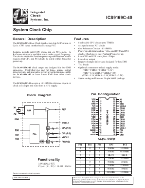 ICS9169CF-40 Datasheet PDF Integrated Circuit Systems