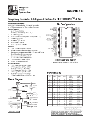ICS9248YG-143-T Datasheet PDF Integrated Circuit Systems