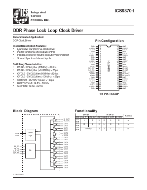 ICS93701YGT Datasheet PDF Integrated Circuit Systems