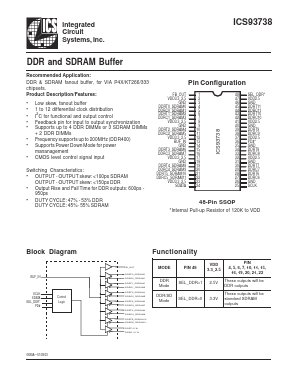 ICS93738YFT Datasheet PDF Integrated Circuit Systems