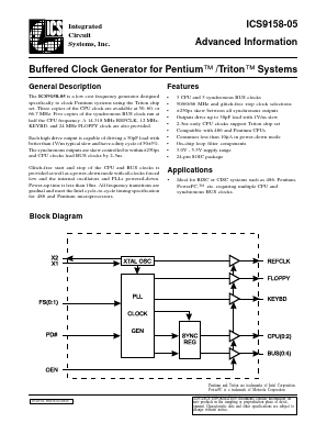 ICS9158-05 Datasheet PDF Integrated Circuit Systems