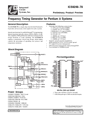 ICS9248F-78 Datasheet PDF Integrated Circuit Systems