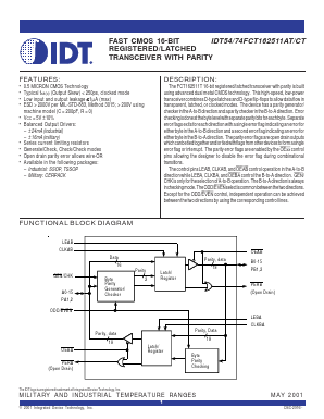 IDT54FCT162511CTPA Datasheet PDF Integrated Device Technology