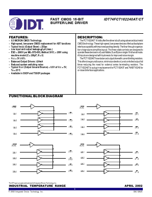 IDT74FCT162240ATPV Datasheet PDF Integrated Device Technology
