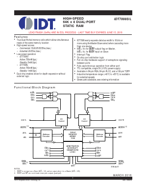 IDT7008L Datasheet PDF Integrated Device Technology