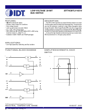 IDT74CBTLV16210PF Datasheet PDF Integrated Device Technology